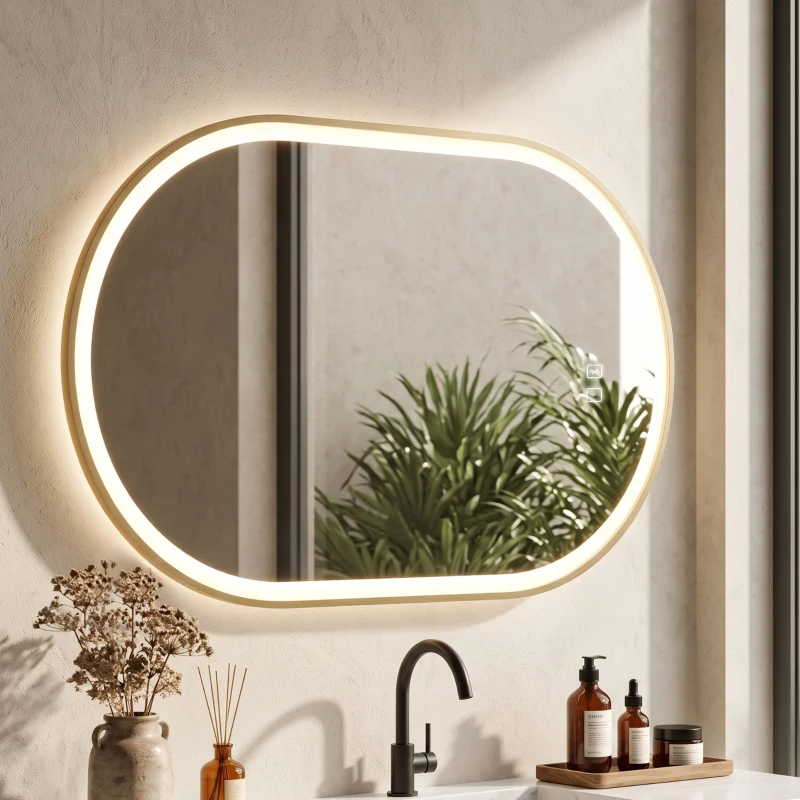 HOMCOM Espelho de Casa de Banho com LED Altifalante Bluetooth e Antiembaciamento 100x70 cm 3 Tons de Luz Brilho Regulável