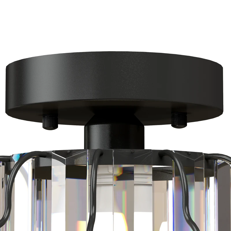 HOMCOM Crystal Ceiling Light Fixtures, Modern Semi-Flush Ceiling Lighting with Crystal Strips, 2 Pack, Black