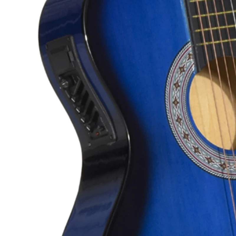 HOMCOM Pack guitare électrique kit guitare électrique avec sac, sangle, corde, médiators, câble, 96,5x35,8x8,5cm, bleu et noir