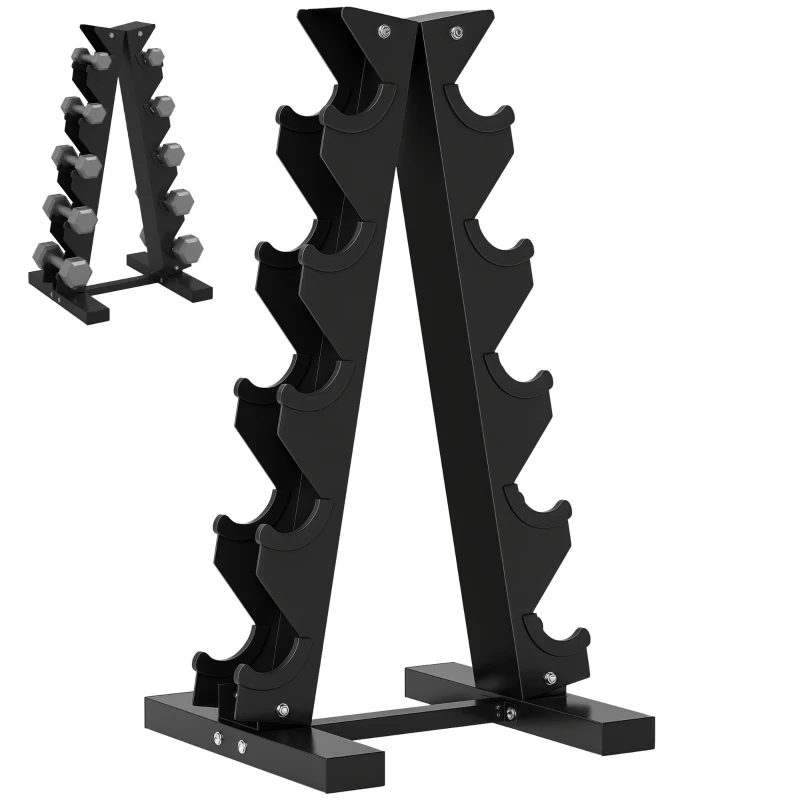 SPORTNOW Support d'haltères à 5 niveaux stockage d'haltères en acier pour musculation Charge 100 kg 35x33x66 cm Noir