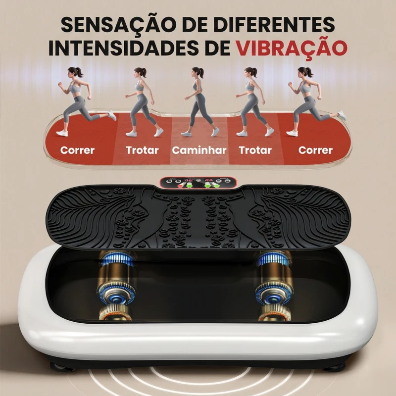 HOMCOM Plataforma Vibratória com 99 Níveis, Ecrã LED, Comando à Distância e 2 Bandas para Treino em Casa