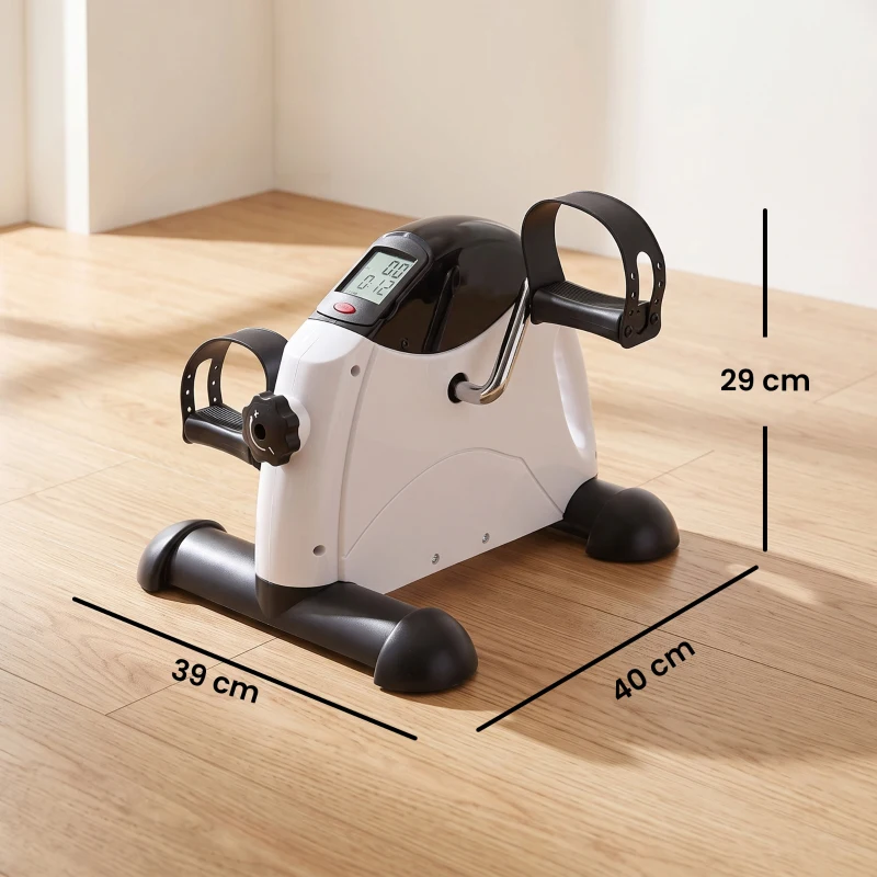HOMCOM Mini Cyclette Portatile con Schermo LCD e Resistenza Regolabile, 40x39x29 cm, Bianco