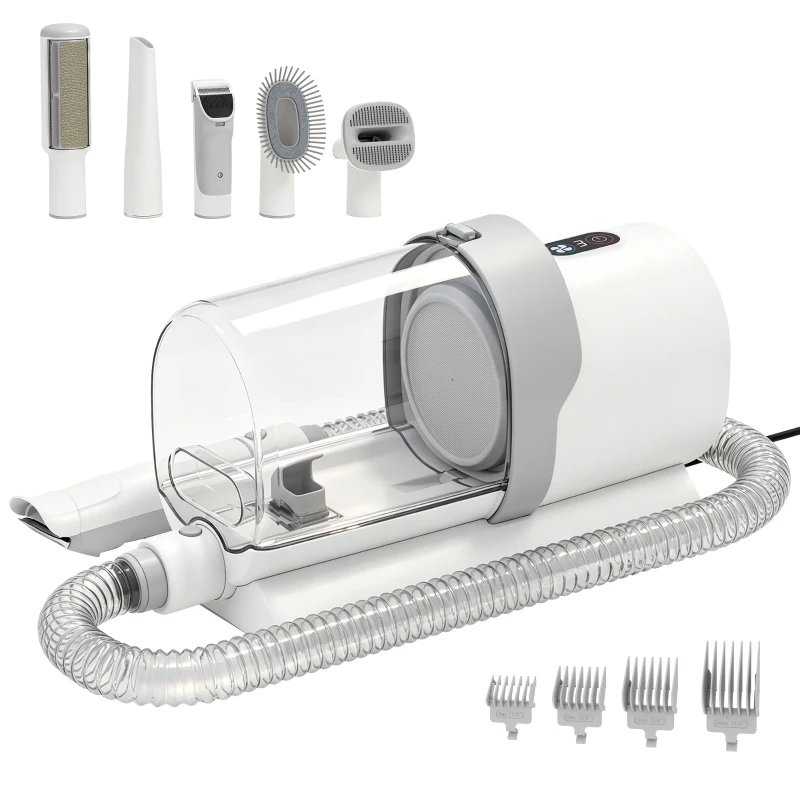PawHut Dog Grooming Kit with 10Kpa Vacuum, 2.5L Dog Vacuum Groomer & Clipper, 5 in 1 Pet Grooming Kit, Low Noise 65dB