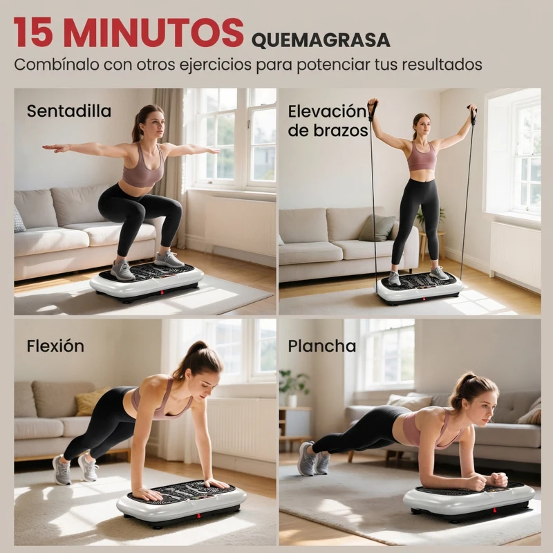 HOMCOM Plataforma Vibratoria con 99 Niveles de Velocidad Pantalla LED Control Remoto 2 Bandas para Hacer Ejercicio en Casa