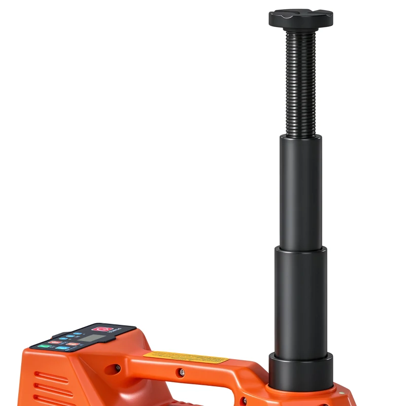 HOMCOM Cric Hydraulique Électrique 5T, 12V, 143-450 mm, Lumière LED, Pompe Gonflable, Allume-Cigare, 34,3x25,5x17,3cm, Orange