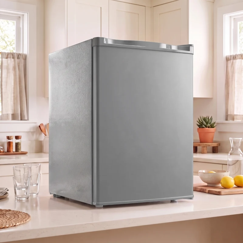 HOMCOM 73 L Mini Fridge with Chiller Box, Single Door Compact Refrigerator, Adjustable Thermostat, Reversible Door, Grey