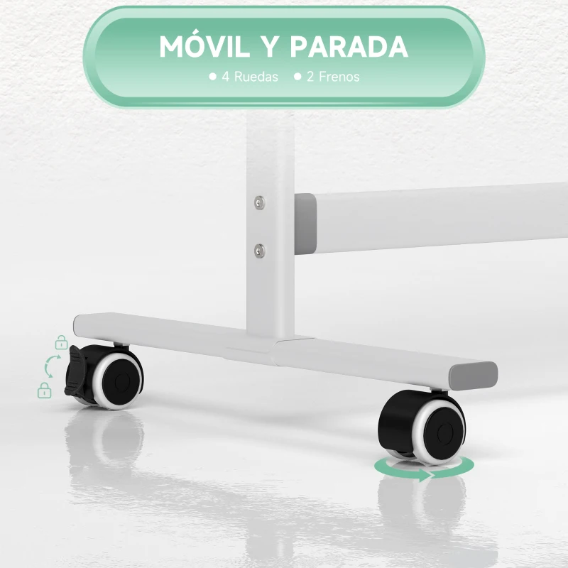 HOMCOM Pizarra Blanca Móvil de Doble Cara Magnética 120x90 cm con Soporte y Tablero Inclinado en 3 Niveles 127x50x165 cm Blanco