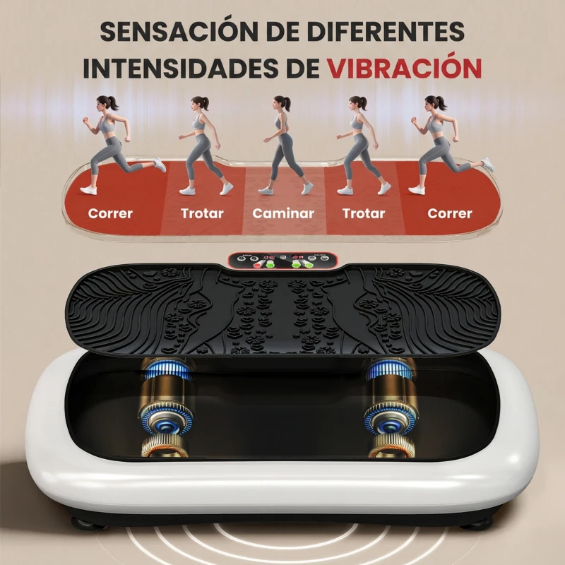 HOMCOM Plataforma Vibratoria con 99 Niveles de Velocidad Pantalla LED Control Remoto 2 Bandas para Hacer Ejercicio en Casa