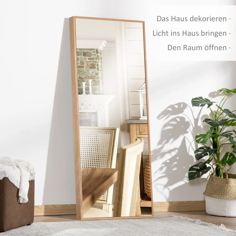 HOMCOM wandspiegel, hoog, grenenhouten frame, 45L x 125H x 4,8T cm