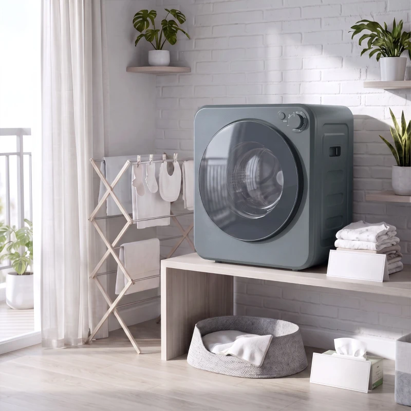 HOMCOM Mini Wäschetrockner 4 kg mit 5 Programme bis zu 60℃ 800W/400W Ablufttrockner mit Edelstahltrommel Grau