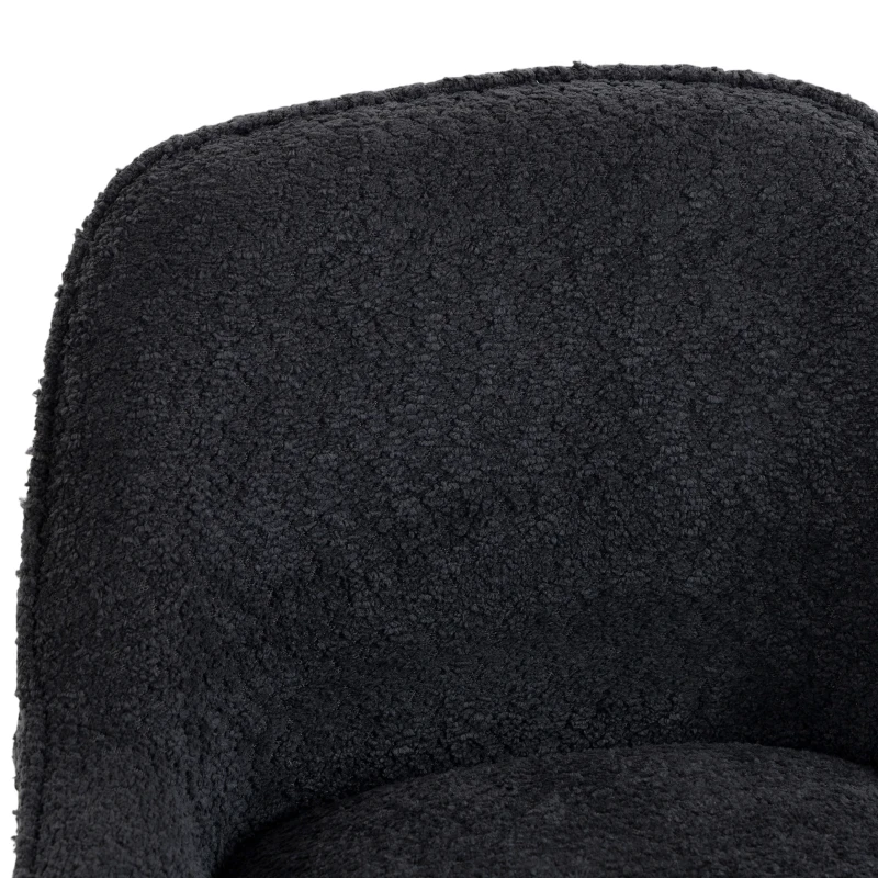 HOMCOM Bar Stools Set of 2, 64 cm Modern Linen-Touch Fabric 360° Swivel Counter Height Bar Chairs, Black