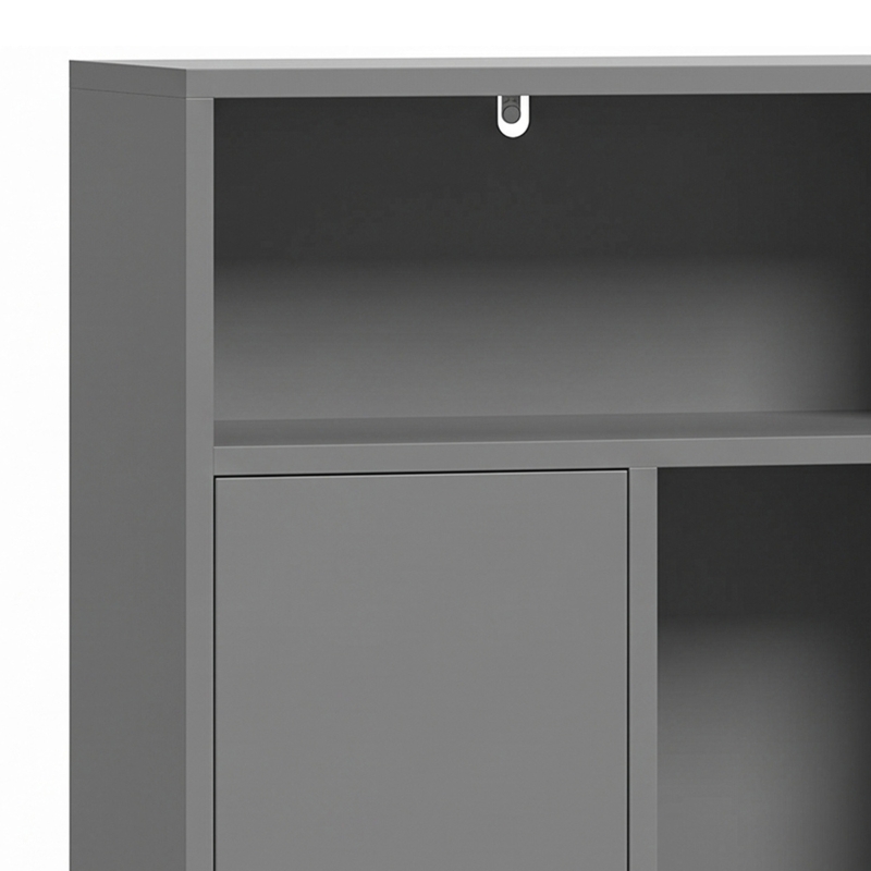 HOMCOM Meuble de salle de bain, meuble de rangement étroit avec 2 tiroirs, compartiments ouverts, 50x25x100cm, gris