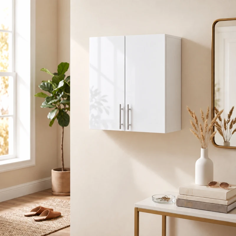 HOMCOM Pensile da Bagno con 2 Ante, 60x31x60 cm, Bianco