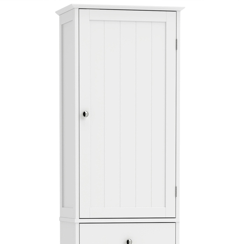 HOMCOM Smalle badkamerkast met kantelbaar wasvak, 180 cm, wit