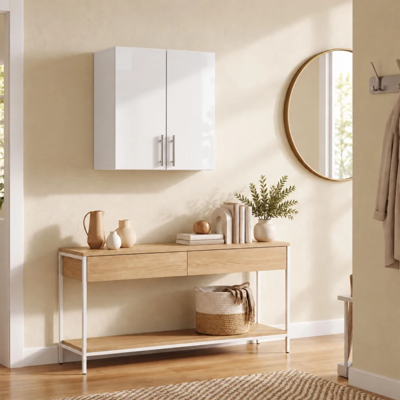 HOMCOM Pensile da Bagno con 2 Ante, 60x31x60 cm, Bianco