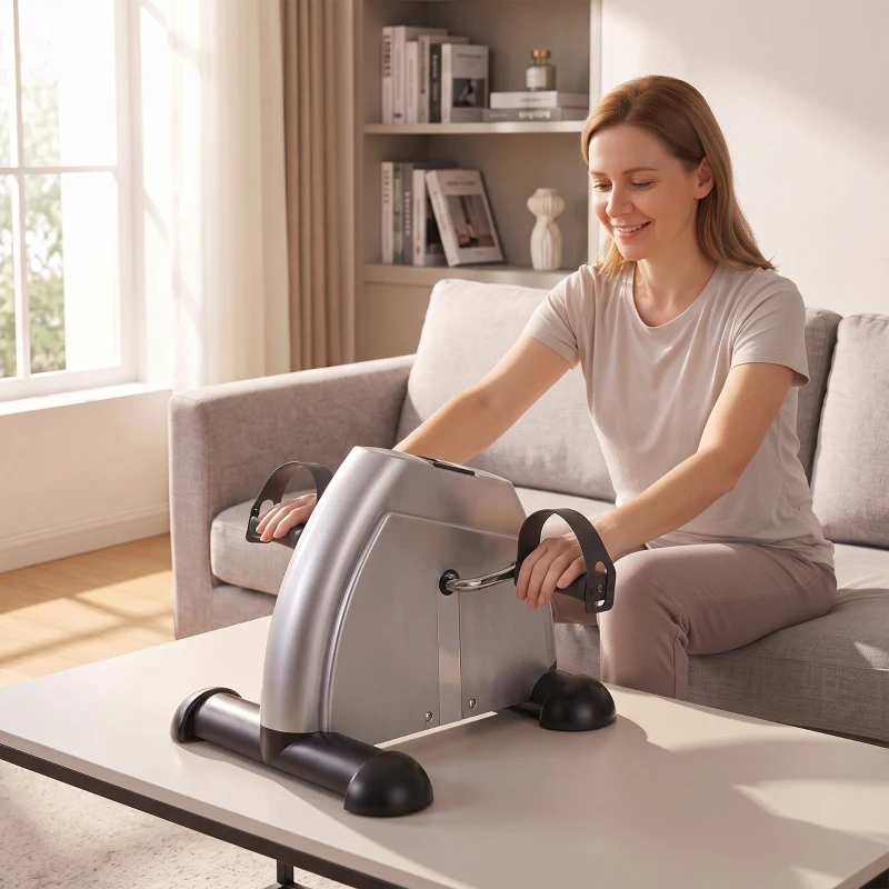 HOMCOM Mini vélo d'appartement pour jambes bras appareil de fitness avec écran LCD dim. 39L x 40l x 31H cm argenté