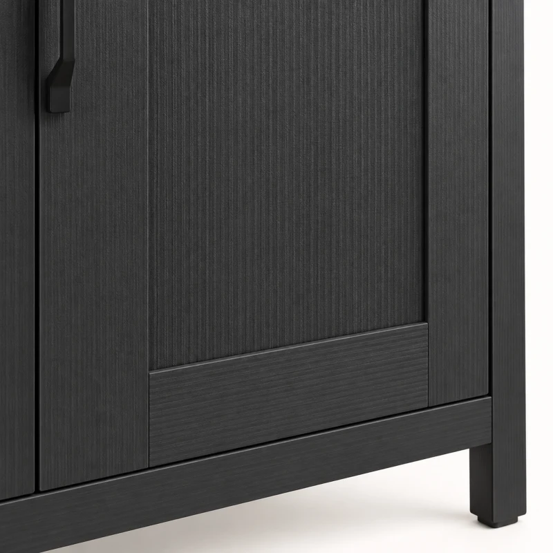 HOMCOM Industrial Kitchen Sideboard with Open Shelf, 2 Cabinets, Adjustable Shelves for Living Room, Dining Room, Black