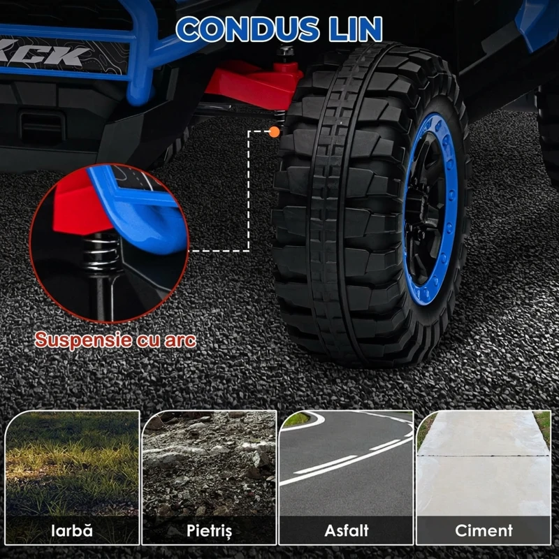 AIYAPLAY Mașină Electrică pentru Copii 3-8 Ani 24V cu Conducere Manuală și Telecomandă, Viteză 5-7 km/h, Albastră(m-7)