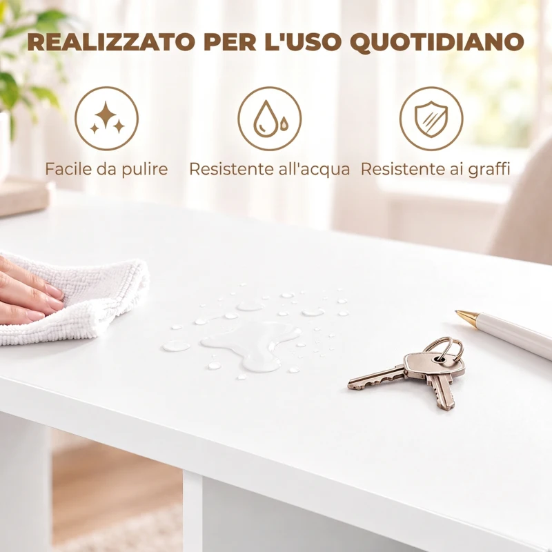 HOMCOM Scrivania per Computer con 2 Ripiani Aperti, 80 cm, Bianco