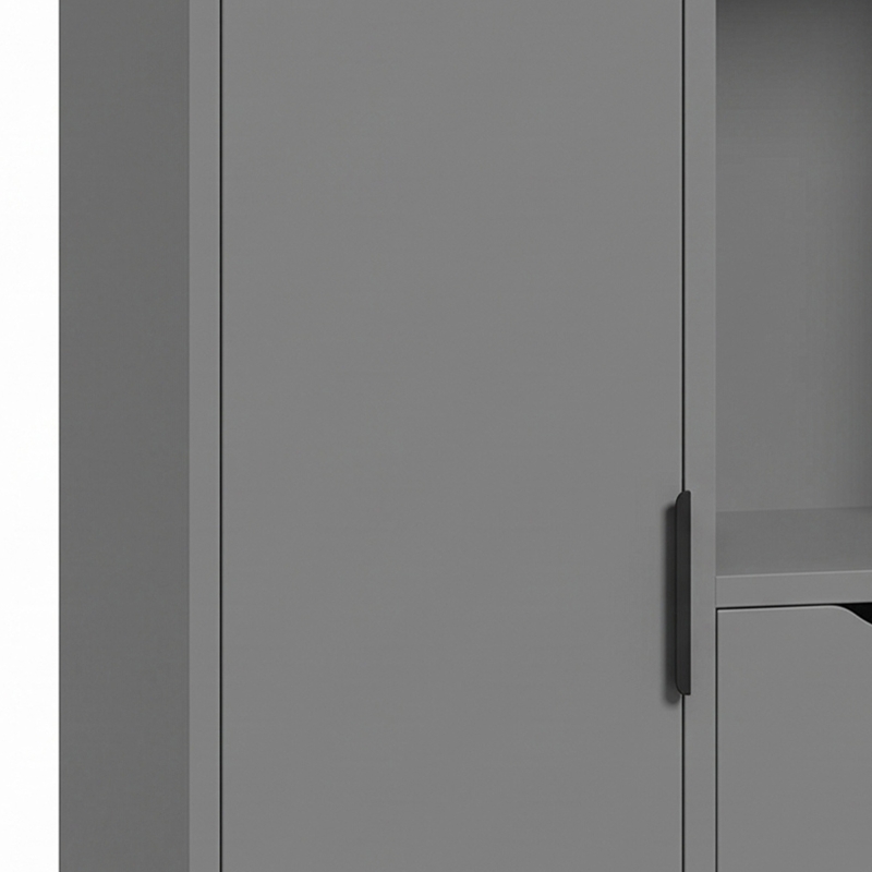 HOMCOM Meuble de salle de bain, meuble de rangement étroit avec 2 tiroirs, compartiments ouverts, 50x25x100cm, gris