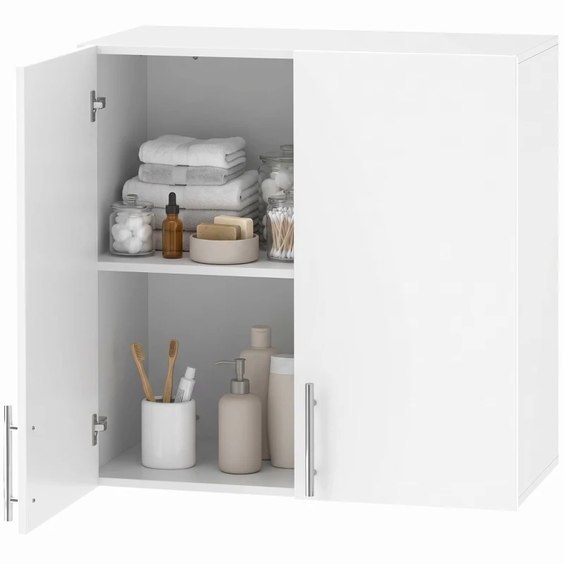HOMCOM Pensile da Bagno con 2 Ante, 60x31x60 cm, Bianco