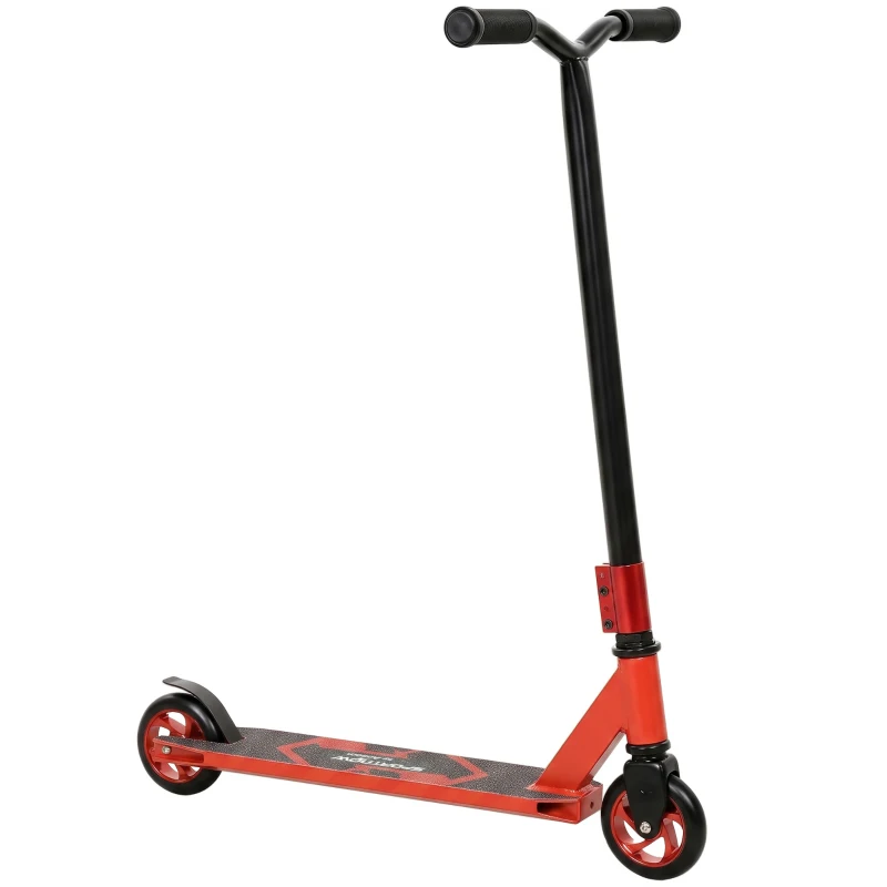 SPORTNOW Scooter Acrobático para Trucos con Plataforma de Aluminio Rodamientos ABEC-7 Ruedas 110 mm Manillar 360° Rojo