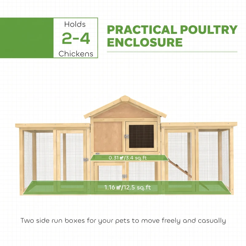 PawHut Large Chicken Coop, Wooden Outdoor Chicken Cage Poultry Hen House with Nesting Box