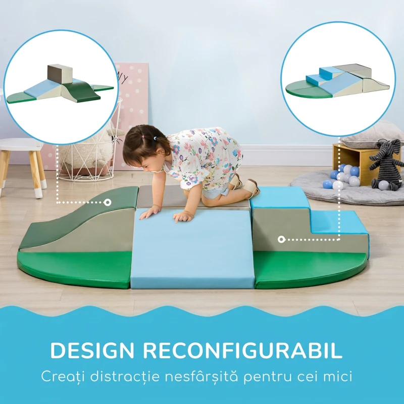 HOMCOM Set Construcții Moi pentru Copii 1-3 Ani, 6 Piese, din PU și EPE, Multicolor