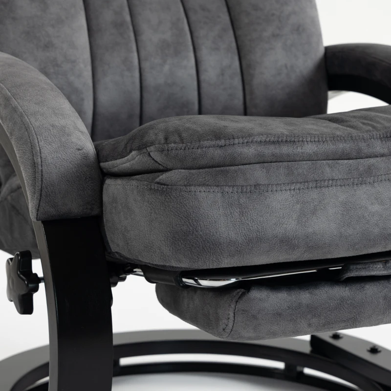 HOMCOM Swivel Recliner Chair, Velvet Recliner Armchair with Retractable Footrest, Dual-Layer Cushion, High Back, Dark Grey