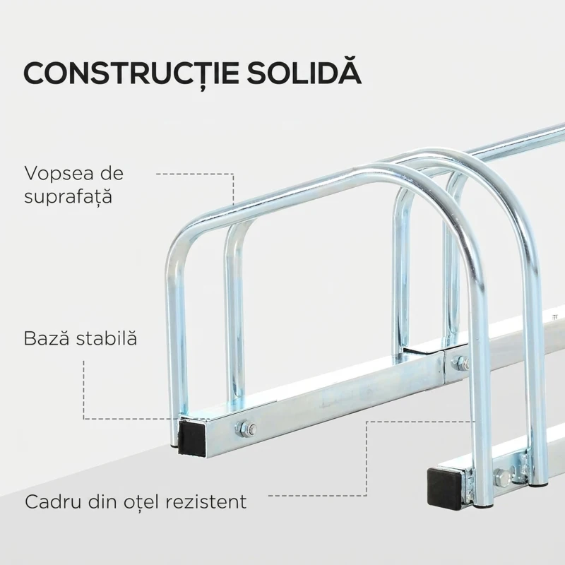 HOMCOM Suport de parcare pentru 6 biciclete din otel, 179x33x27 cm, argintiu