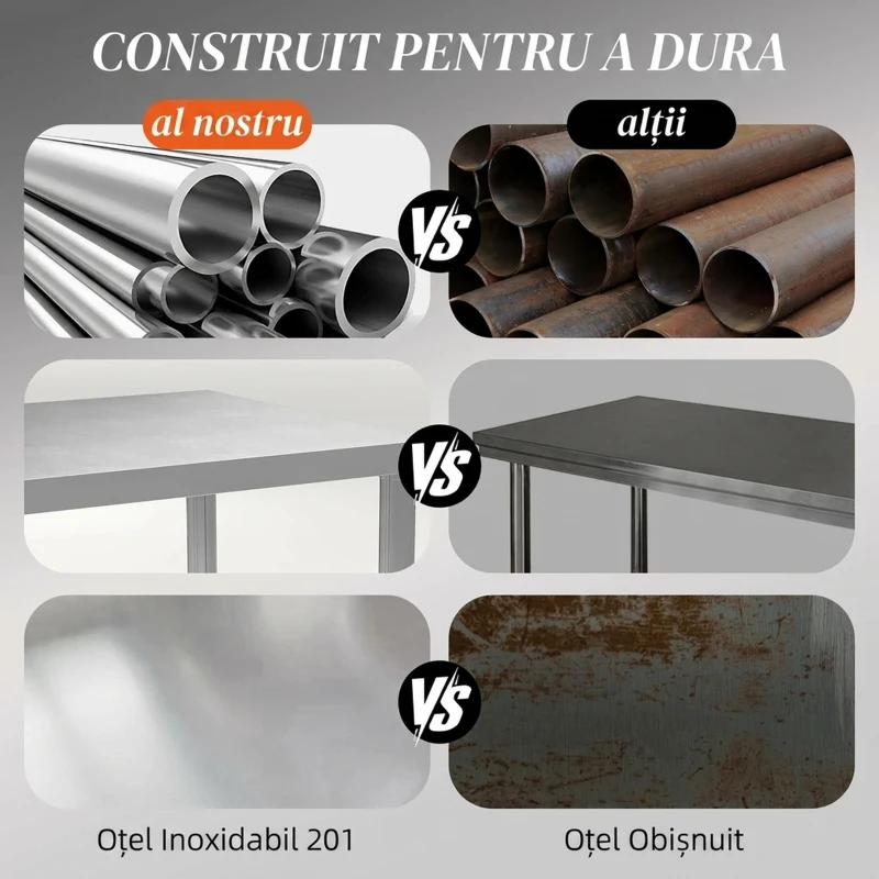 HOMCOM Masă de lucru pentru garaj din oțel inoxidabil, cu 2 rafturi, 100 kg, 90x60x86 cm, argintie