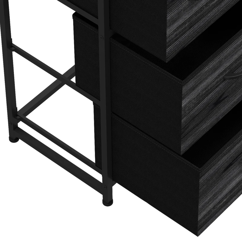 HOMCOM Chest of Drawers, Bedroom Fabric Dresser with 7 Drawers, Storage Organiser Unit with Open Shelves, Black Wood-Effect