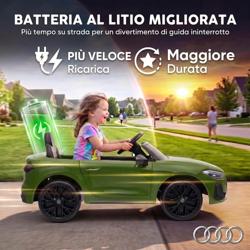 AIYAPLAY Macchina Elettrica per Bambini 12V Audi A5L con Telecomando, 2 Motori e Telecomando, Verde