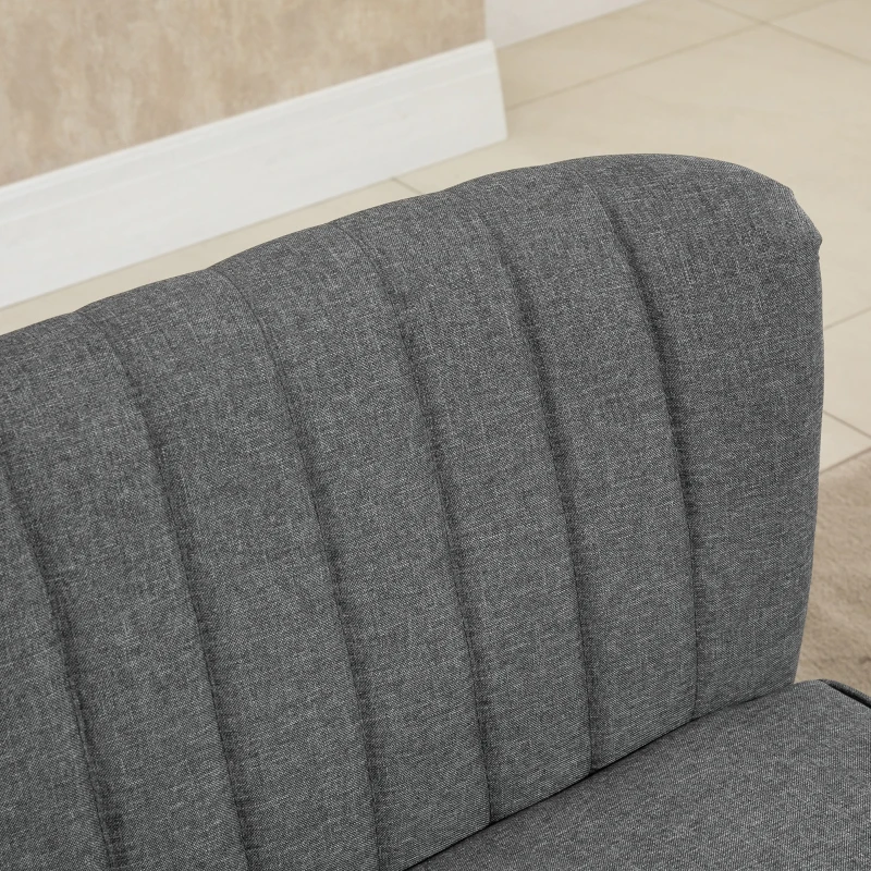 HOMCOM 2 Seater Sofa for Living Room, Modern Linen-Look Fabric Couch, Armless Loveseat Sofa Settee for Bedroom, Dark Grey