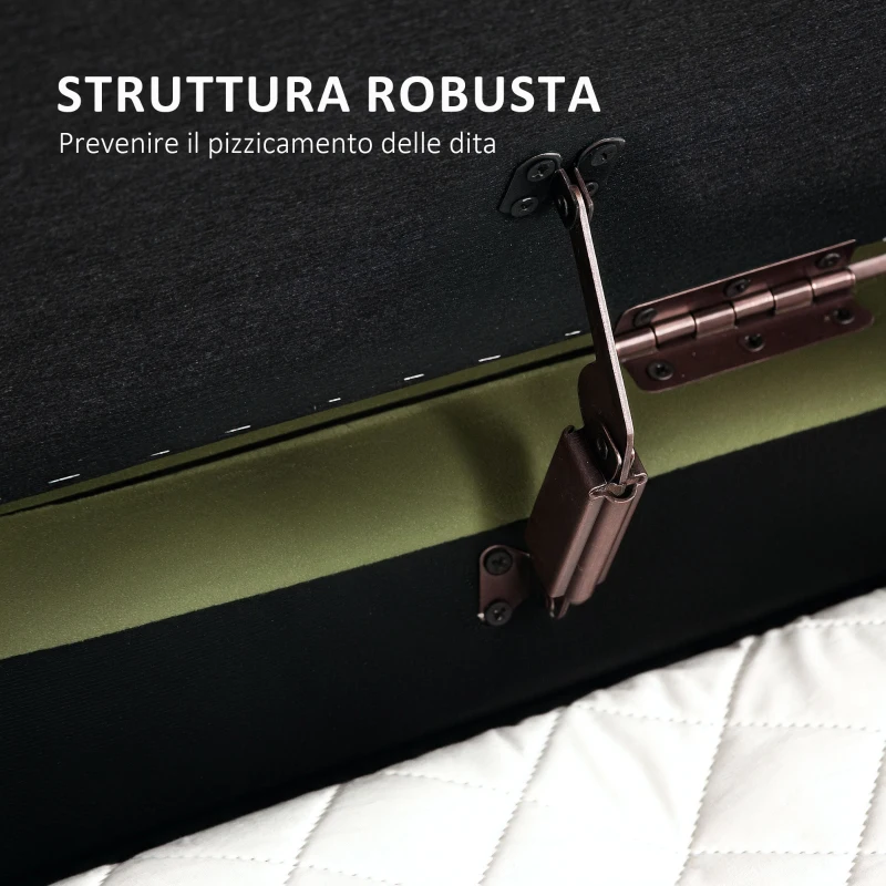 HOMCOM Panca Contenitore Ovale da 72L con Coperchio Sollevabile, in Tessuto Effetto Velluto e Legno, 107x42x45.5 cm, Verde