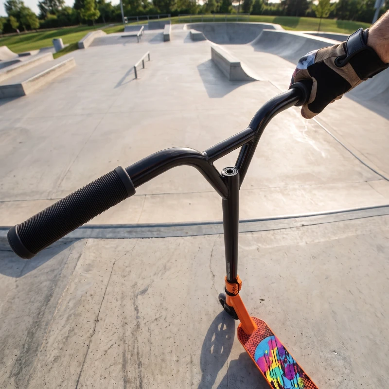 SPORTNOW Stuntstep voor volwassenen en jongeren, trickstep met 100 mm PU-wielen, 360° stalen Y-stuur, aluminium deck, ABEC-7, oranje