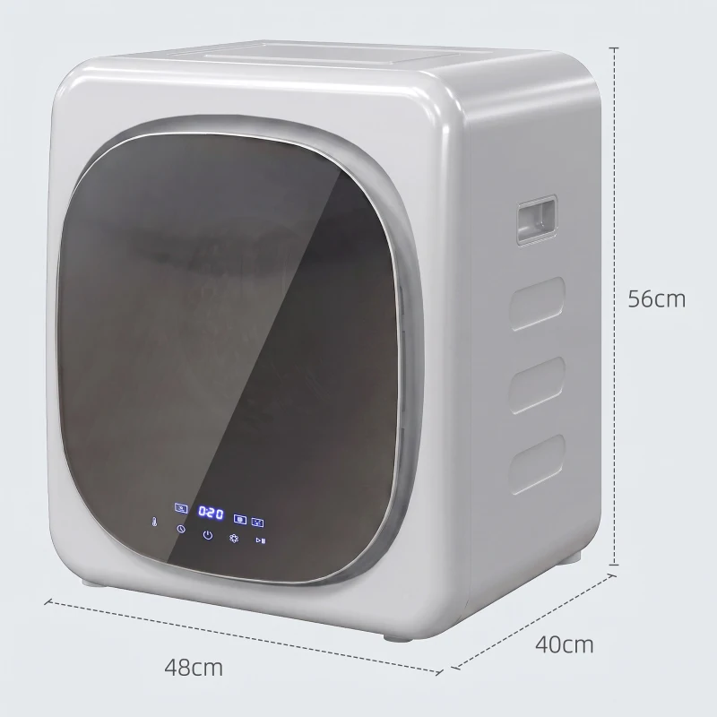 HOMCOM 2.5kg Vented Tumble Dryer with Smart Mode, 800W Compact Tumble Dryer with Stainless Steel Tub, Silver Tone
