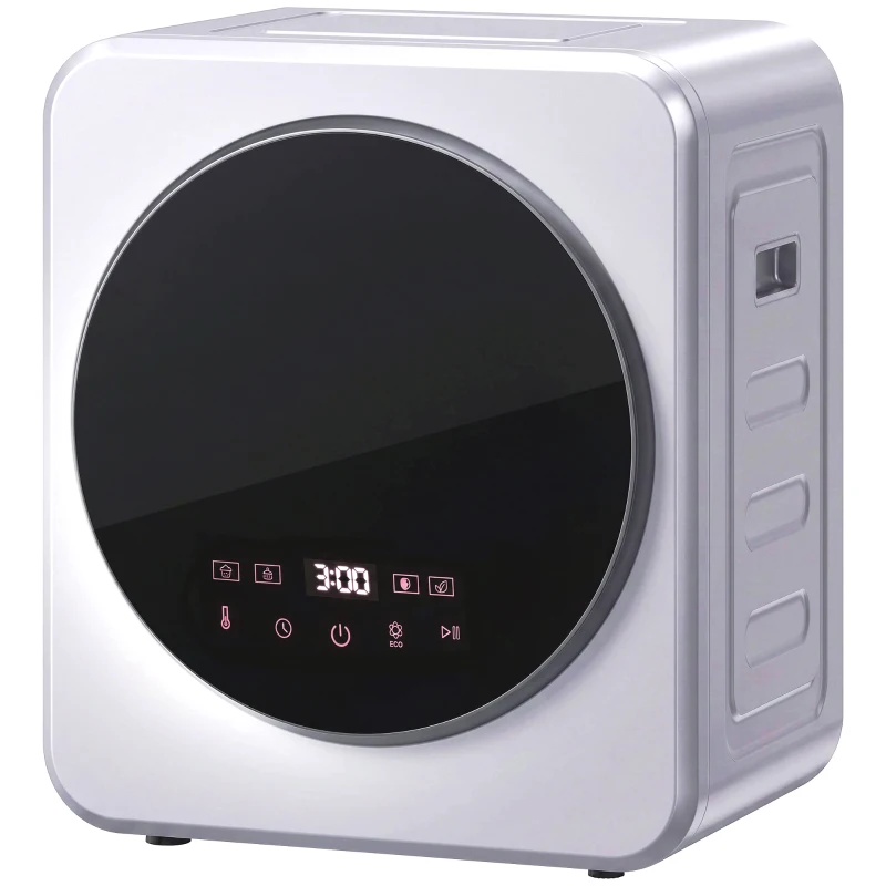HOMCOM Vented Tumble Dryer, 4 kg Front Tumble Dryer with Stainless Steel Tub, 800W Compact Freestanding, Silver