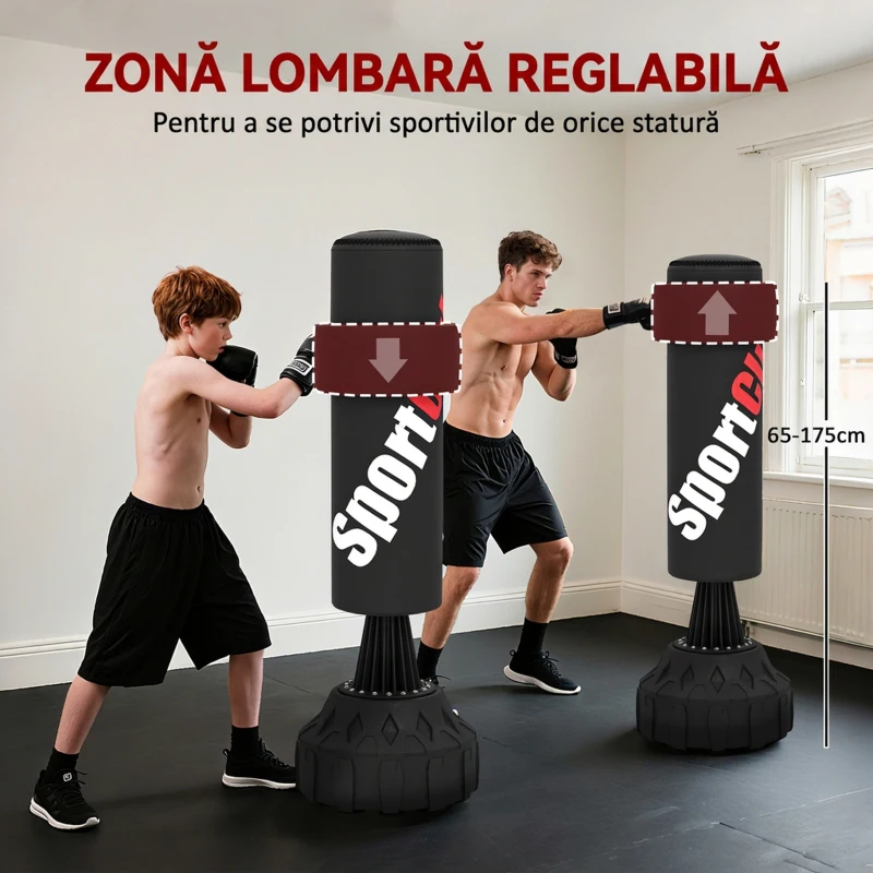 SPORTNOW Sac de box autoportant cu țintă reglabilă, bază umplibilă și ventuze, negru