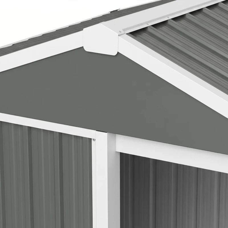 Outsunny Abri de Jardin en Métal 1,2 m², Cabane Jardin Extérieure, Porte Coulissante Verrouillable, 136x87x176cm, Gris Clair