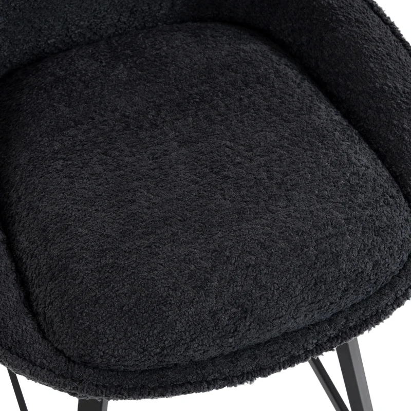 HOMCOM Bar Stools Set of 2, 64 cm Modern Linen-Touch Fabric 360° Swivel Counter Height Bar Chairs, Black
