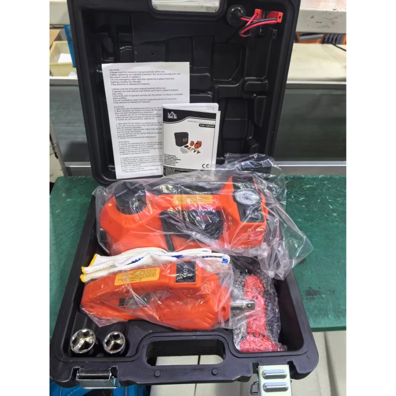 HOMCOM Kit Martinetto Elettrico Auto 5T con Chiave a Impulsi, Idraulico 143-450 mm, Arancione