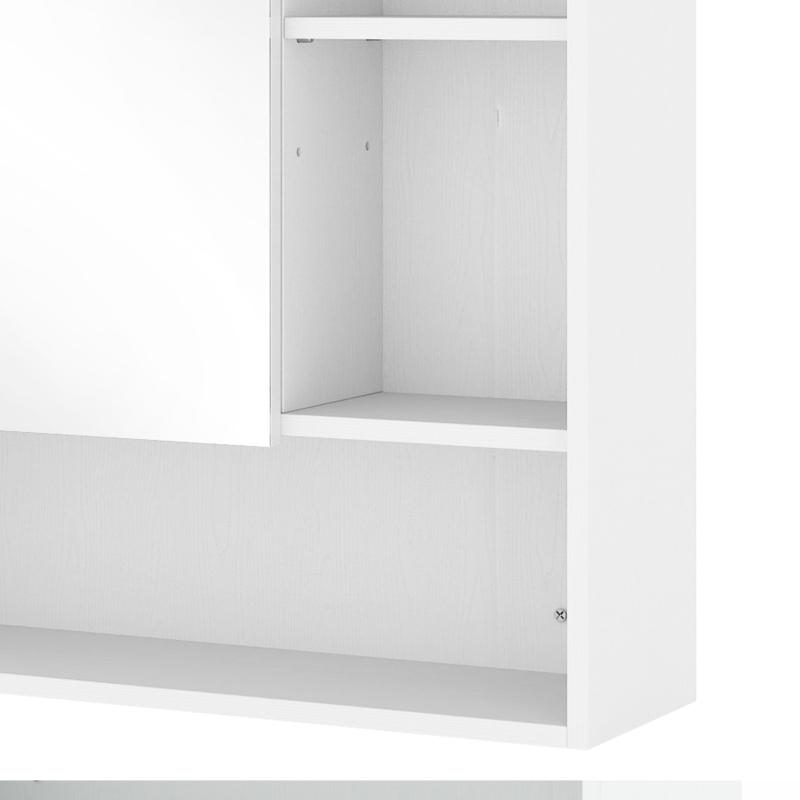 HOMCOM Bathroom Mirror Cabinet, Wall-Mounted Bathroom Cabinet with Mirror Door, Adjustable Shelves, White
