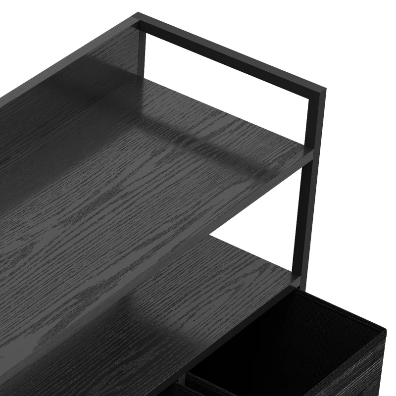 HOMCOM Chest of Drawers, Bedroom Fabric Dresser with 7 Drawers, Storage Organiser Unit with Open Shelves, Black Wood-Effect