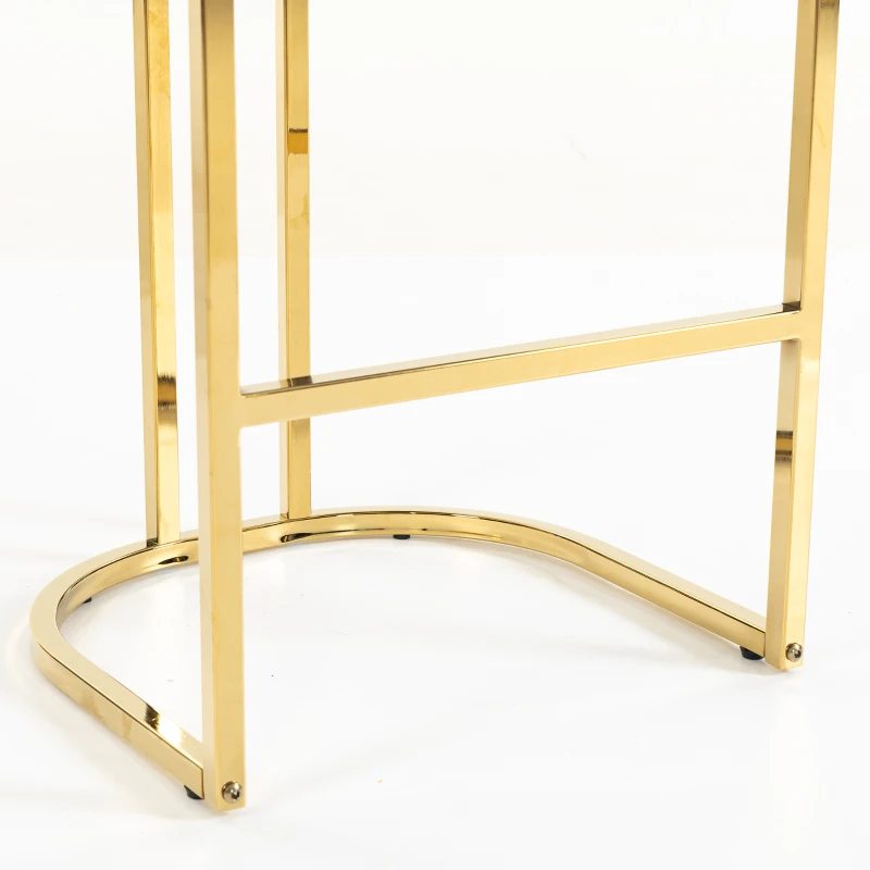 HOMCOM Bar Stools Set of 2 with Backrest, Footrest, Gold Electroplated Legs for Kitchen Island, Dining Room, Black