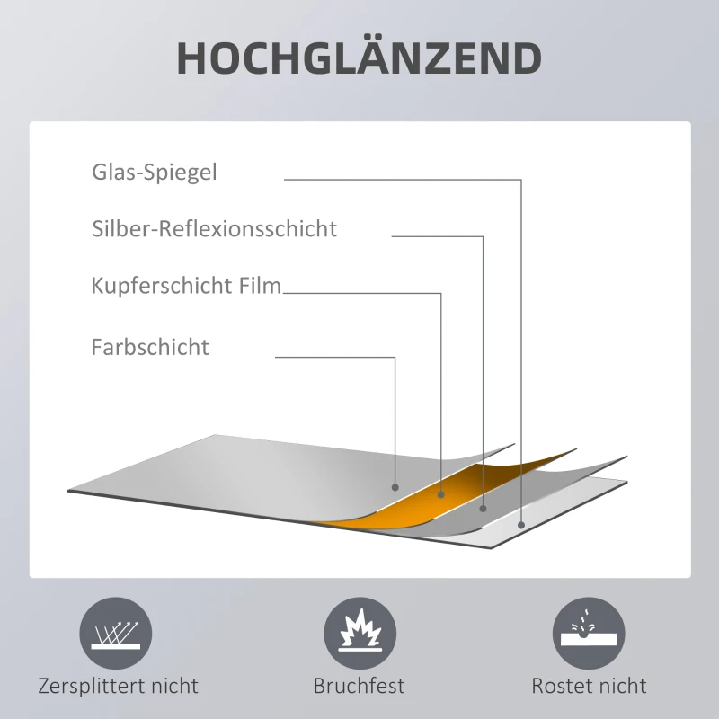 HOMCOM wandspiegel, hoog, grenenhouten frame, 45L x 125H x 4,8T cm