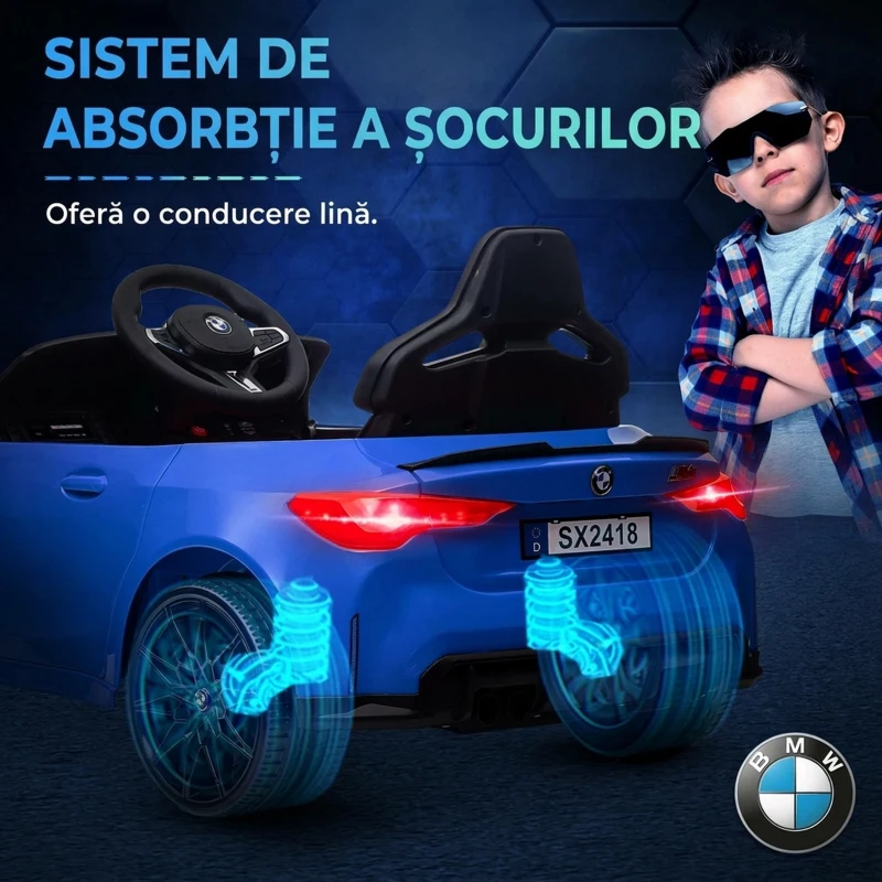 AIYAPLAY Mașinuță Electrică BMW M4 pentru Copii, Albastră