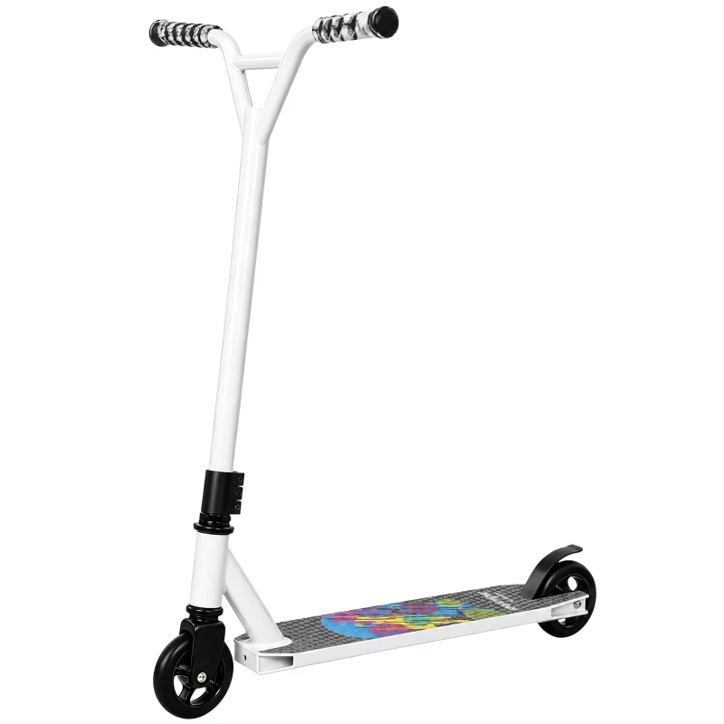 SPORTNOW Akrobatischer Scooter für Tricks mit Aluminiumplattform ABEC-7-Lagern 100 mm Rollen 360°-Lenker Weiß