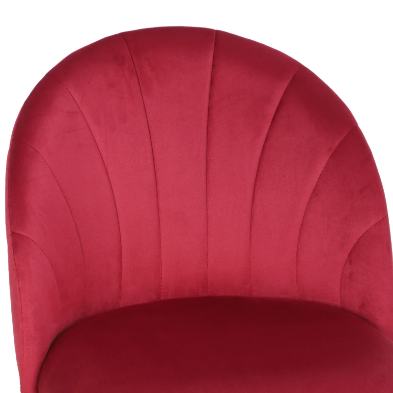 HOMCOM Lot de 2 Chaises de Salle à Manger, Chaises de Cuisine Rembourrées sans Accoudoirs, Pieds en Acier, 52x55x79cm, Bordeaux