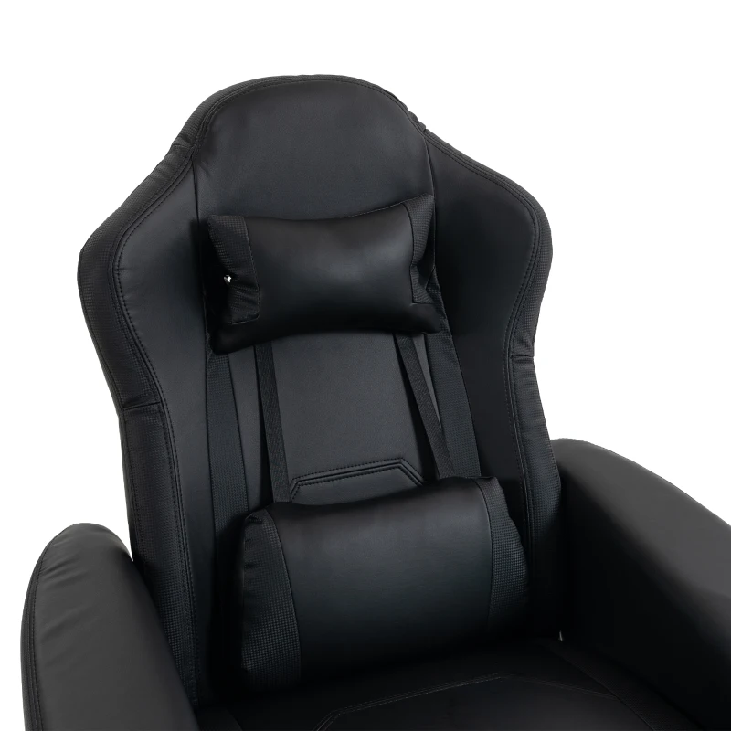 HOMCOM Manual Recliner Armchair PU Leather Lounge Chair w/ Adjustable Leg Rest, 135° Reclining Function, 360° Swivel, Black